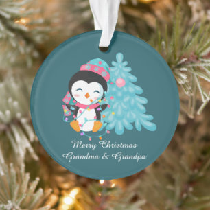 Ornamento Pinguim de Natal Os avós acrescentam sentimentos