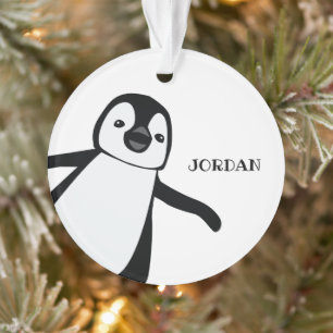 Ornamento Pinguim giro preto branco personalizado