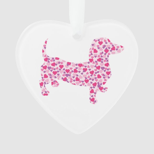Ornamento Pink Heart Dachshund (Frente)