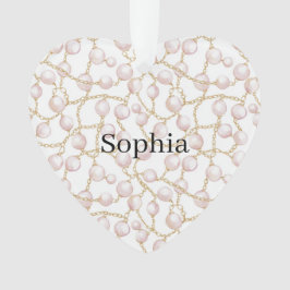 Ornamento Pink Pearls Gold Chain Christmas