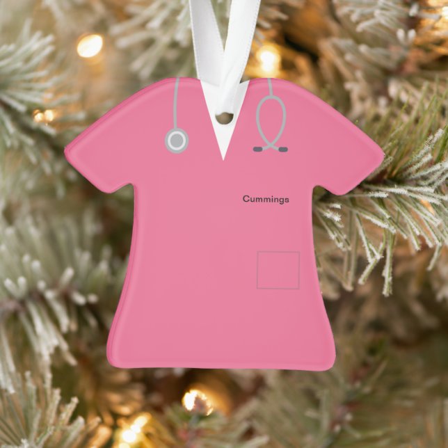 Ornamento Pink Personalizado Médico Escrubs Noveley Acrílico (Árvore)