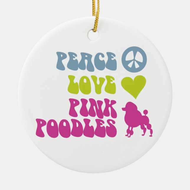 Ornamento Pink Poodles do Peace Love, personalizar (Frente)