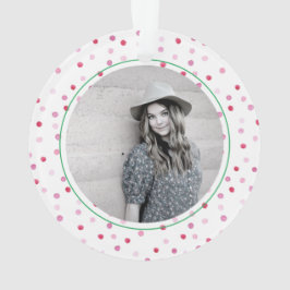 Ornamento Pink Watercolor Bolinhas NAME FOTO Sweet Preppy
