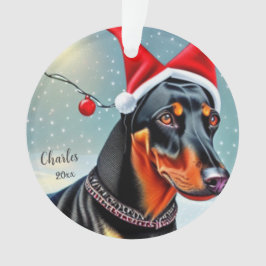 Ornamento Pinscher Dobermann, Cachorro de Papai Noel, Enfeit
