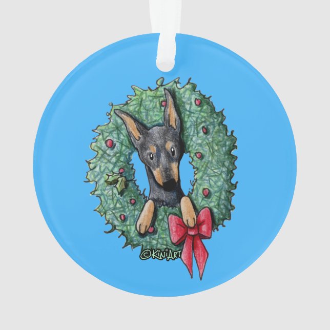Ornamento Pinscher Miniatura de Natal (Verso)