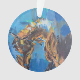 Ornamento Pintura Abstrata de Cavalo Azul