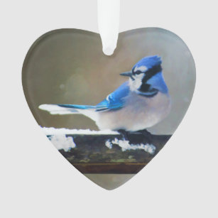 Ornamento Pintura Blue Jay - Arte Original para Pássaros