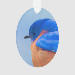 Ornamento Pintura Bluebird - Arte Original para Pássaros