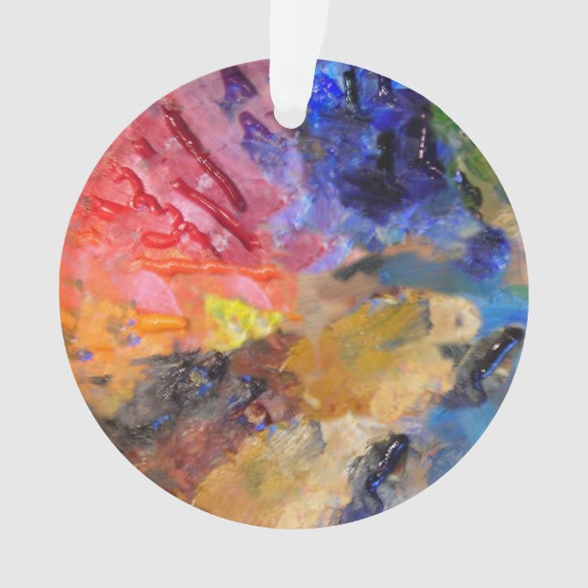 Ornamento Pintura Colorida da Paleta do Pinheiro Artista (Frente)