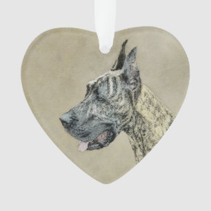 Ornamento Pintura com o Grande Dane (Brindle) - Arte Canina