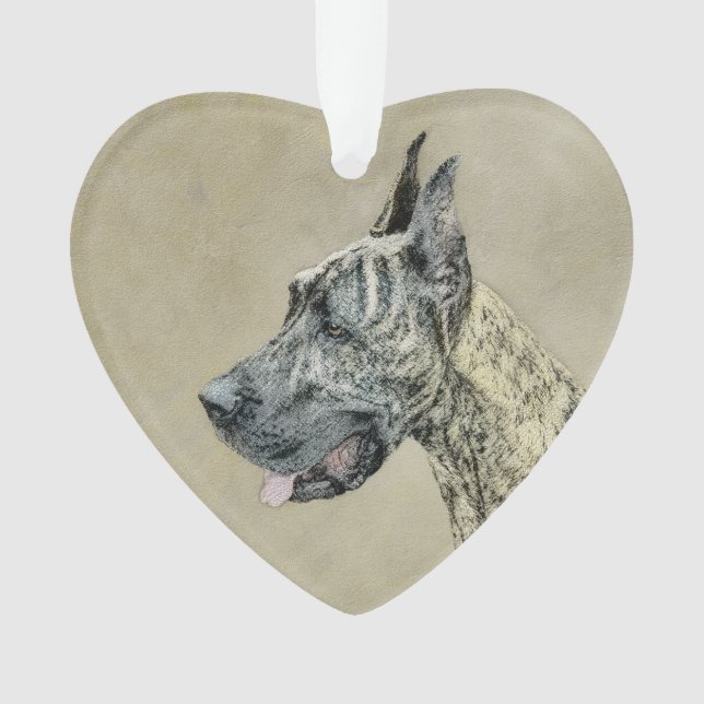Ornamento Pintura com o Grande Dane (Brindle) - Arte Canina  (Frente)