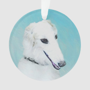 Ornamento Pintura de Borzoi (branca) - Arte de Cão Original