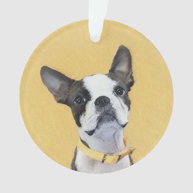 Ornamento Pintura de Boston Terrier - Arte de Cachorro Origi (Frente)