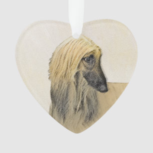 Ornamento Pintura De Cães Afegã - Arte De Cachorro Origina