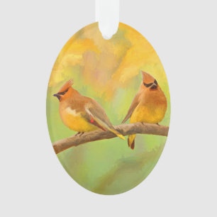 Ornamento Pintura De Cedar Waxwing - Arte De Cachorro Origin