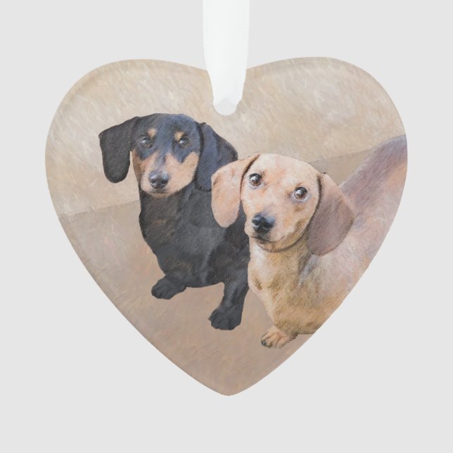 Ornamento Pintura de Dachshund (Smooth) - Arte de Cão Origin (Frente)