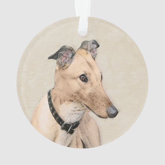 Ornamento Pintura de Greyhound - Arte de Cachorro Original (Verso)