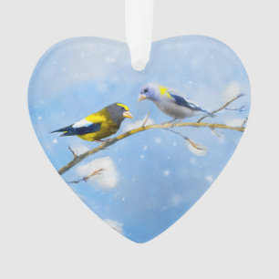 Ornamento Pintura de Grosbeak Evening - Arte de Cachorro Ori