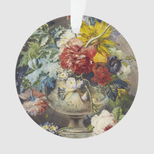 Ornamento Pintura de Jardim Botânico Floral Elegante Vintage
