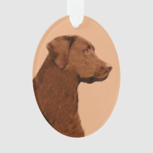 Ornamento Pintura de Labrador Retriever (Chocolate) - Arte C