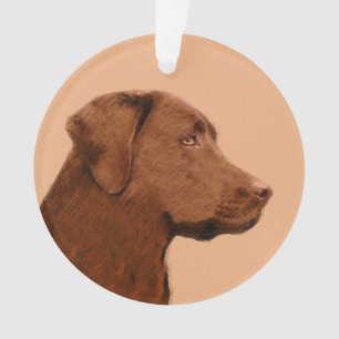 Ornamento Pintura de Labrador Retriever (Chocolate) - Arte C