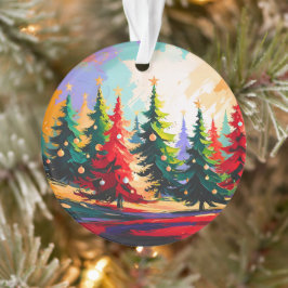 Ornamento Pintura de Paisagem de Árvores de Natal Acrílico 