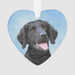 Ornamento Pintura De Retriever Revestida Curly - Arte De Cã