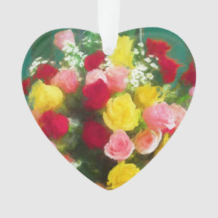 Ornamento Pintura de Rose Bouquet - Arte Flor Original Custa
