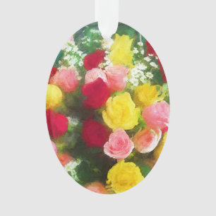 Ornamento Pintura de Rose Bouquet - Arte Flor Original Custa