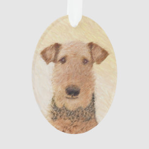 Ornamento Pintura de Terrier Airedale - Arte original cômoda