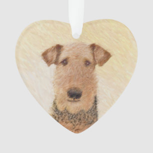 Ornamento Pintura de Terrier Airedale - Arte original cômoda