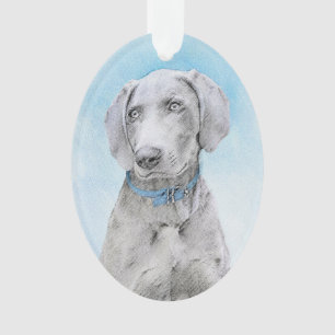 Ornamento Pintura de Weimaraner - Arte de Cachorro Original