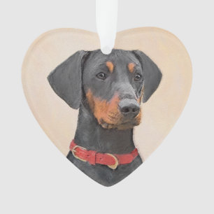 Ornamento Pintura do Pinscher Alemão Arte Animal Original