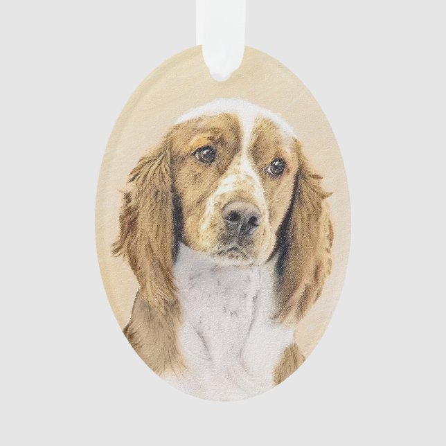 Ornamento Pintura do Welsh Springer Spaniel - Arte Original  (Frente)