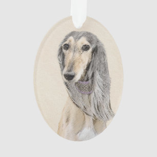 Ornamento Pintura em Saluki - Arte Cão Original
