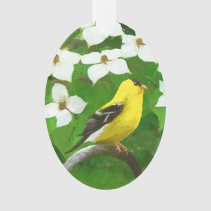 Ornamento Pintura Goldfinch - Arte Cachorra Original