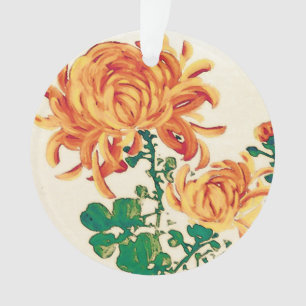 Ornamento Pintura japonesa do vintage dos crisântemos
