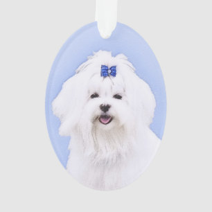 Ornamento Pintura Maltesa - Arte Cachorra Original
