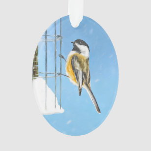 Ornamento Pintura no alimentador - Arte de pássaro original