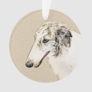 Ornamento Pintura Original de Cachorro Borzoi (Silver Brindl