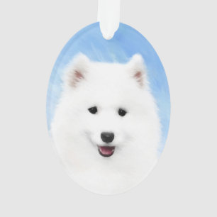 Ornamento Pintura Samoyed Puppy - Arte Cachorra Original