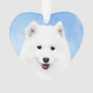 Ornamento Pintura Samoyed Puppy - Arte Cachorra Original