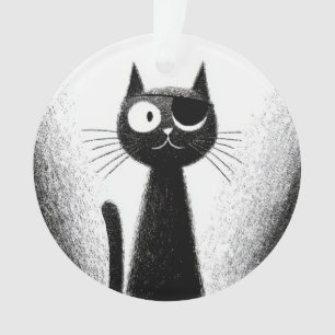 Ornamento Pirate Cat – Fofa Arte Minimalista de Gato