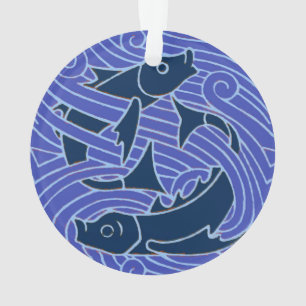 Ornamento Piscando Ondas Azuis