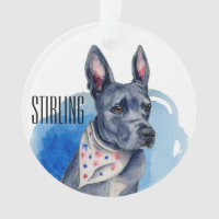 Pit Bull Cachorro Azul Aquarela Personalizável