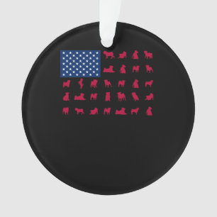 Ornamento Pitbull com a bandeira americana
