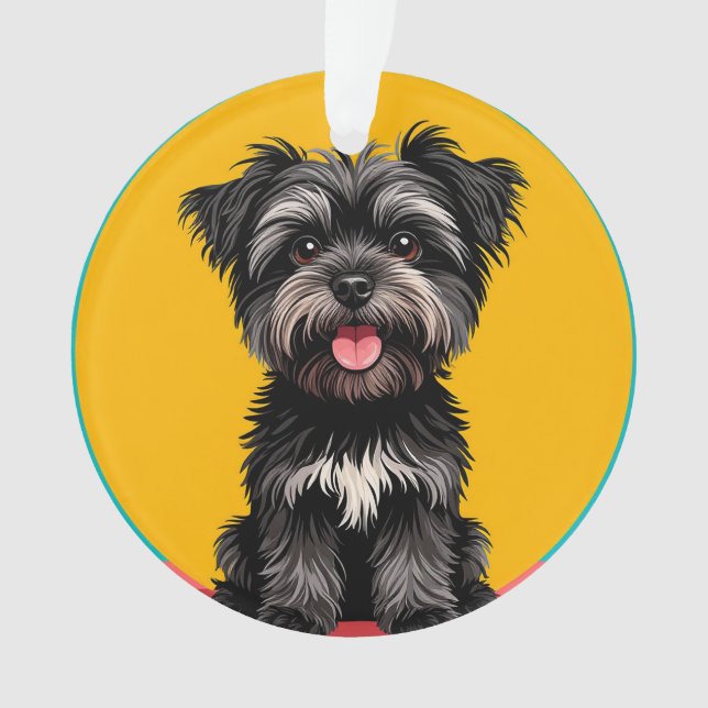 Ornamento Playful Black And Gray Terrier Puppy Portrait (Frente)