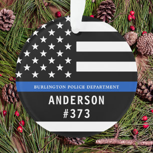 Ornamento Polícia fina da linha azul personalizada pela polí