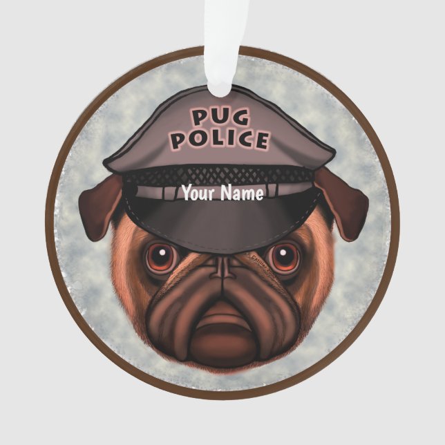 Ornamento Polícia Pug (Frente)