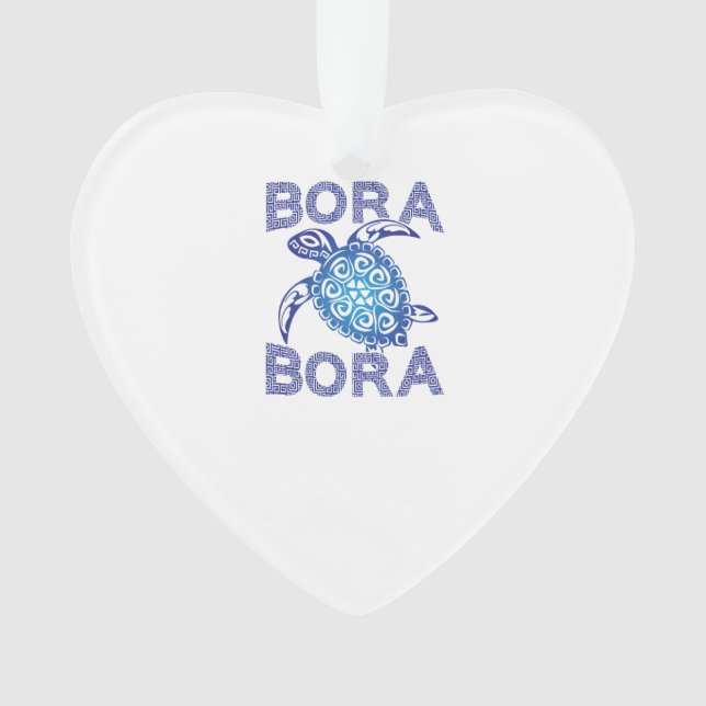 Ornamento Polynesian Blue Tribal Sea Turtle Bora Bora (Frente)